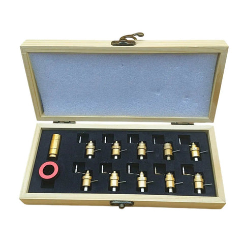 Pro Grade Metal Watch Repair Kit With Mainspring Winder in wooden box, ideal for watch enthusiasts and precision adjustments