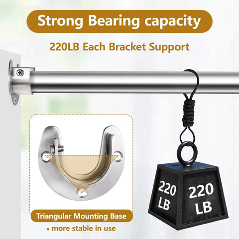 Beefy Heavy Duty Stainless Steel Closet Pole Sockets 20 Pack For 1-1/4 Inch Closet Rods U Shaped Rod Holders With Screws Wall Anchors End Caps Durable Curtain Rod Brackets For Closets And Wardrobes, 220 lb support