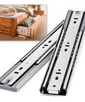 Heavy Duty Soft Close Drawer Slides Full Extension Side Mount Runners With Drop Dead Quiet Damping For Wood Cabinetry, showing solid steel runners.