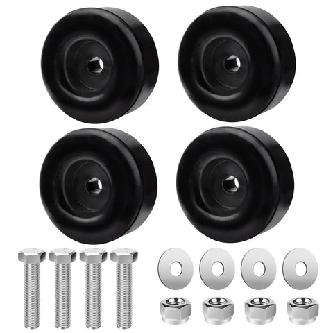 Beefy Heavy Duty Rubber Anti Vibration Feet 1 Inch High By 2.5 Inch Diameter 4 Pack Black with mounting hardware