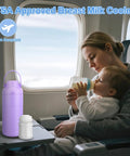 Portable Breast Milk Cooler 12oz With Two Bottles 30 Hours Cold Storage Leakproof Insulated Chiller for air travel.