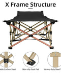 X frame structure of Portable Camping Cot With Thick Mattress, Extra Wide Design, Supports Up To 600 Lbs, Foldable