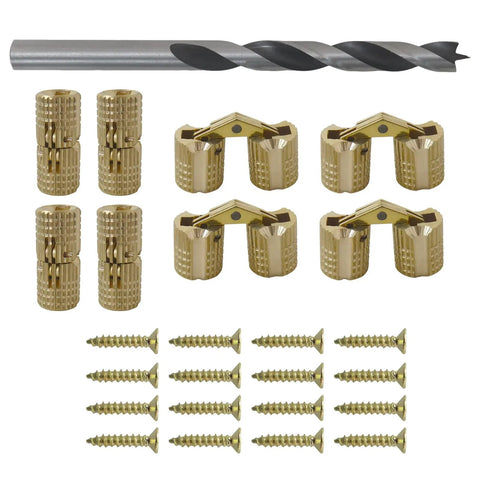 8-Pack 8 Mm Hidden Brass Barrel Hinges With Drill Bit, 180 Degree Opening Concealed Hinges For Wooden Boxes And Jewelry And Ring Boxes, DIY Hand Craft, Gold Finish