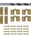 Eight Pcs Gold Brass Barrel Hinges 8mm, Concealed Furniture Hinges Kit With 16 Screws And 8mm Drill Bit, Rust Resistant Hardware