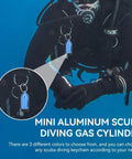 Mini Scuba Tank Key Ring Kit With Aluminum Alloy Frame attached to scuba gear underwater