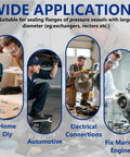 Banner for 300PCS stainless steel flat washers; shows four uses: Home DIY, Automotive, Electrical, Marine Engines.