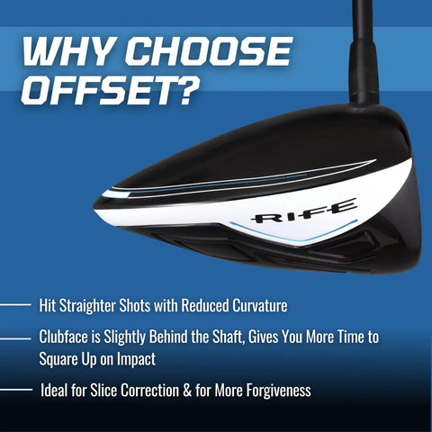 Offset Anti Slice Driver With 10.5 Degree Draw Bias 460cc Titanium Head, right view showing clubface and offset design.
