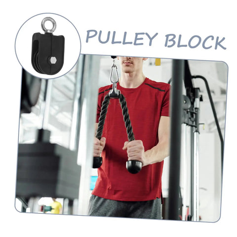 Heavy Duty Pulley Block Built Tough With Silent Rotating Wheel For DIY Home Gym Cable Systems Swivel Lifting Pulleys That Run Smooth Detachable Roller Wheel For Easy Setup And Smooth Operation, black metal