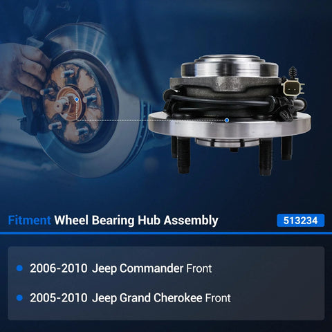 Front Wheel Hub And Bearing Assembly 5 Lug With ABS Fits 2005 2006 2007 2008 2009 2010 Jeep Grand Cherokee And Commander