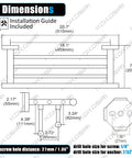 Dimensional diagram of 20 Inch Towel Rail And Shelf With Double Towel Bars For Bathroom Wall Mounted Towel Rack In SUS 304 Stainless Steel