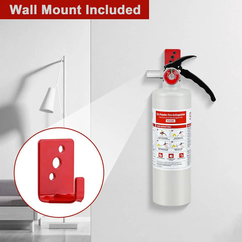 Four Pack Of 2.5 Lb Abc Dry Chemical Fire Extinguishers Rated 1A 10B C wall-mounted with included holder for easy access.