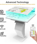 Top Notch 43 Inch Interactive Touch Screen Kiosk With Slick 10 Point Capacitive Panel For No Hassle Indoor Digital Signage And Rock Solid Windows Integration Over Full HD LCD, user-friendly terminal displaying a map.