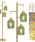 Industrial Dimmable Floor Lamp With Stepless 0 To 100 Brightness, 68 Inch Tall Tree Style Farmhouse Rustic Metal Floor Lamp With 3 LED Bulbs, Black Finish For Living Room
