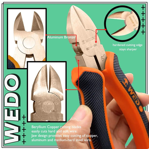 Close-up of pliers from No Spark 36 Piece Tool Set Spark Free Safety Kit With Wrenches Pliers Screwdrivers Hammers And Knives In Non Magnetic Case