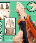 Close-up of hand holding pliers from 34 Piece Non Sparking Tool Set Pro Grade Kit With Water Pump Wrench Flat Adjustable Wrench Pliers Screwdrivers Tweezers And Hex Keys Beryllium Copper Non Magnetic Corrosion Resistant DIN Standard BAM Certified
