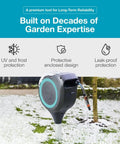Automatic Retractable Garden Hose Reel With 66 Feet Reach 360 Degree Swivel Metal Spike Base Easy Install No Tool Needed UV Resistant Housing Smooth Auto Rewind And Lock Durable Yard Hose Organizer in snowy garden