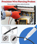 Precision wire piercing probes used in a back probe kit for automotive diagnostics and electrical troubleshooting.