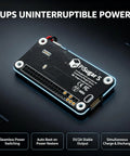 Built Tough Reliable 1200mAh Mini Uninterruptible Power Supply Battery Pack Designed For Raspberry Pi Zero W Wh And 2W Model Board With Auto Boot Backup Switch, black circuit board view.