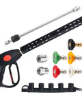 Heavy Duty Replacement Pressure Washer Gun with 40 Inch Extension Wand, Universal M22 Fittings, 5 Nozzle Tips, 4000 PSI Capacity