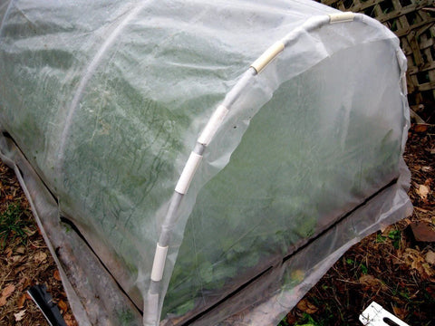 Greenhouse with plastic cover secured by 20 Pack Clear Transparent Light Grip Clamps Furniture Grade For One And A Quarter Inch PVC Pipe