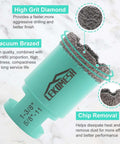 LEKOMESH tile hole saw cutter with diamond edge, turquoise body, 5/8-11 thread for porcelain ceramic tile.