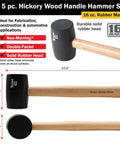 16oz rubber mallet from 5-Piece Hammer Set With American Hickory Handles And Forged Steel Heads, heavy-duty for shop projects