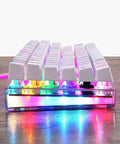 Legit Wired Gaming Keyboard With Hella Smooth Mechanical Feel And Straight Fire RGB Rainbow Backlight featuring vibrant RGB lights and white keys.