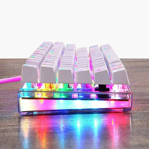 Legit Wired Gaming Keyboard With Hella Smooth Mechanical Feel And Straight Fire RGB Rainbow Backlight featuring vibrant RGB lights and white keys.