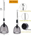 Battery Powered Hanging Pendant Light Outdoor Waterproof Chandelier With 6 Hour Timer, focus on adjustable chain and hook.