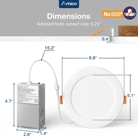 Slick 16 Pack 6 Inch 5Cct Ultra Thin Led Recessed Ceiling Lights With Junction Box Ic Rated Home Glow Upgrade Solid Build No Sweat Install Smooth Finish Brightens Every Room Adjustable Cool To Warm White