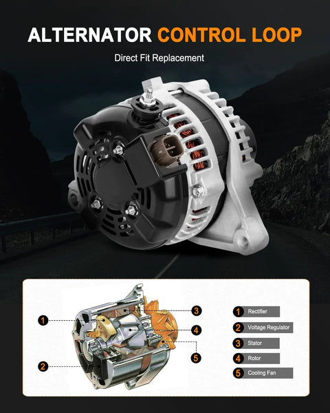 High Output 100 Amp 12V Alternator Replacement For 2010 2011 Toyota Camry 2.5L With 4 Groove Pulley CW Rotation OE References AL3367X