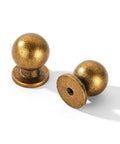 Antique brass finish 10 Pack 1 Inch Round Solid Vintage Antique Brass Kitchen Cabinet Knobs Ball Knobs for Cabinets, zinc alloy