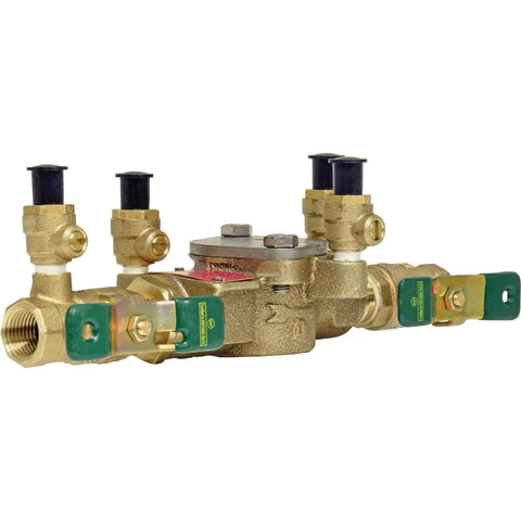 Backflow Preventer Double Check Valve 1/2 Inch Lead Free, Top Entry, NPT Ends, Quarter-Turn Ball Shutoffs, Keeps Potable Water Safe, Meets National Plumbing Codes For Home Plumbing Upgrades. Brass valve with test cocks