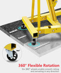 Built Tough Two Ton Hydraulic Engine Hoist Crane Featuring Rock Solid Folding Frame with six 360° swivel casters for smooth movement.