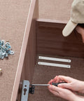 Person installing White Plastic Drawer Glides Replacement Kit Bottom Mount For Furniture And Wardrobes Easy Install And Smooth Operation