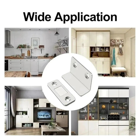 Ultra Thin Magnetic Cabinet Catches With Invisible Magnets Self Adhesive Furniture Latch Six Set Silver for wardrobe doors