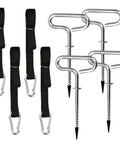 Shelter Tie Down Kit With Four Ice Anchors And Four Straps With Integrated Tighteners Heavy Duty Ice Fishing Tent Anchors