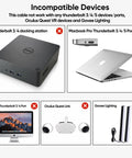 Incompatible devices for Straight Up Go Fast USB C Extension Cable 6.6 Feet Long including Macbook Pro and Oculus Quest.