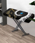 Music Note Design Keyboard Dust Cover For 61 To 76 Key Pianos Soft Cloth Full Coverage Keyboard Protector Two Size Options S For 61 To 76 Keys And L For 88 Keys Keeps Your Board Clean And Dust Free draped on a keyboard