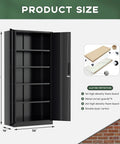 72 Inch Tall Locking Metal Garage Storage Cabinet With Doors And Four Shelves Built Tough Black Tool Steel Cabinet
