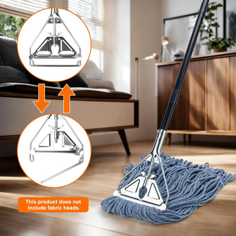Damn Near Indestructible 60 Inch Heavy Duty Metal Mop Handles 2 Pack with foam grip and metal frame for tough cleaning.