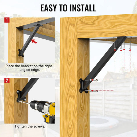 8 Pcs Heavy Duty 45 Degree Angle Support Brackets Kit For Pergolas Gazebos Patios And Tree Houses Built Tough Easy Install No Cutting Posts Durable Wood Corner Brackets For Outdoor DIY Projects