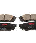 TRW TRH0273 disc brake pad set; front view shows four pads with brown friction material and black backing plates.