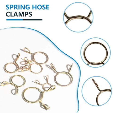 260 Piece Spring Hose Clamps Set 24 Sizes 5 To 30 Mm Heavy Duty 72A Spring Steel Clips close-up with detailed views