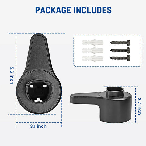 Heavy duty wall mount EV charger holder for Tesla plugs, 5.6 inch size, durable polypropylene, ideal for keeping cables tidy indoors.