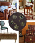 Top Notch Antique Brass Upholstery Tacks Hella Sturdy Daisy Pattern Nails For Diy Furniture Makeover Sweet Home Decor Trim One Hundred Piece Set Seven Sixteenths Inch Thickened Heads in vintage furniture setting.