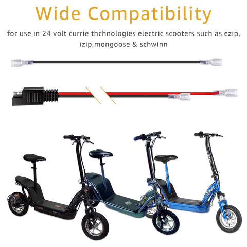 24 Volt Battery Wiring Harness Kit With Insulated Terminals And 2 Prong Connector For Electric Bicycles Replacement Part