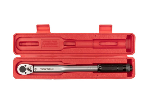 3/8 Inch Drive Micrometer Torque Wrench With Audible Click For Precise Tightening 10 80 Ft Lb Range in red case