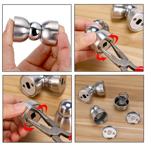 Heavy Duty Magnetic Door Stops For Interior Doors Anti Swing Holder With Rock Solid Magnets Stainless Steel Mini Doorstopper assembly process with pliers.