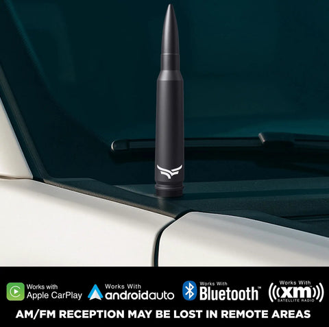 50 Cal Bullet Antenna For Ford F150 F250 F350 Super Duty Raptor Bronco And Dodge Ram Matte Black Anti Theft Topper Upgrade